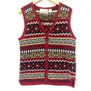 Vintage Portraits Northern Isles Hand Embroidered Vest Medium Southwestern Aztec